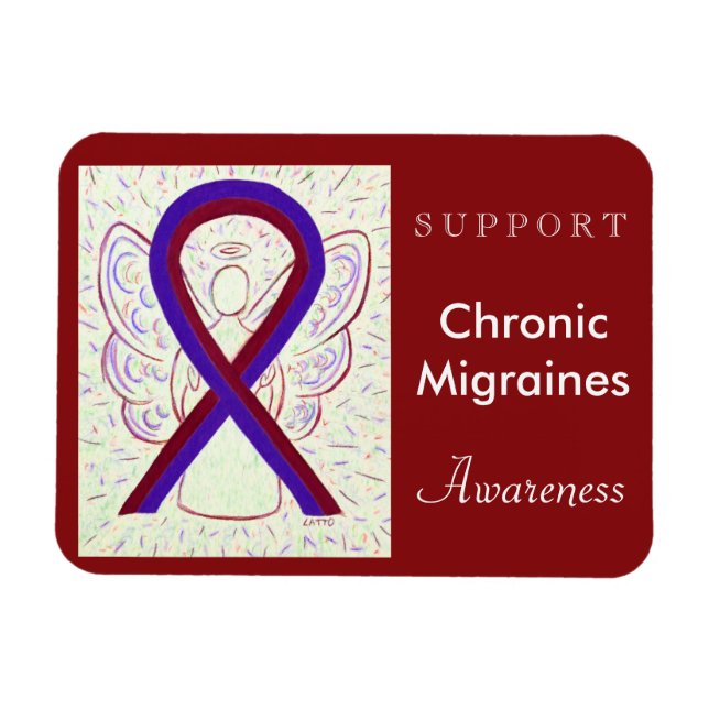 Chronic Migraines Awareness Ribbon Angel Magnets (Horizontal)