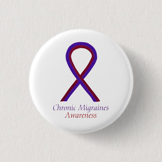 Chronic Migraines Awareness Ribbon Button Pins (Front)