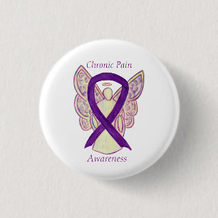 Chronic Pain Awareness Angel Ribbon Art Pin