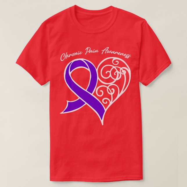 Chronic Pain Awareness Heart Ribbon Gift Valentine T-Shirt (Design Front)