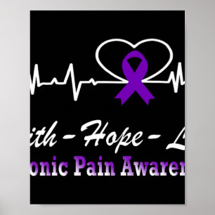 Chronic Pain Awareness Heartbeat Christian Cross S Poster
