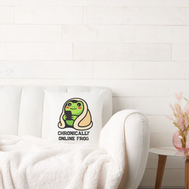 chronically online Frog Funny Meme Cushion (Couch)