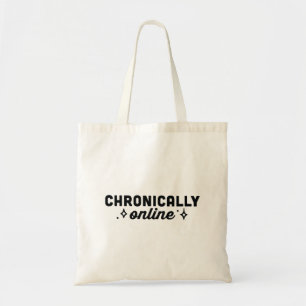 Chronically online social media addict tote bag