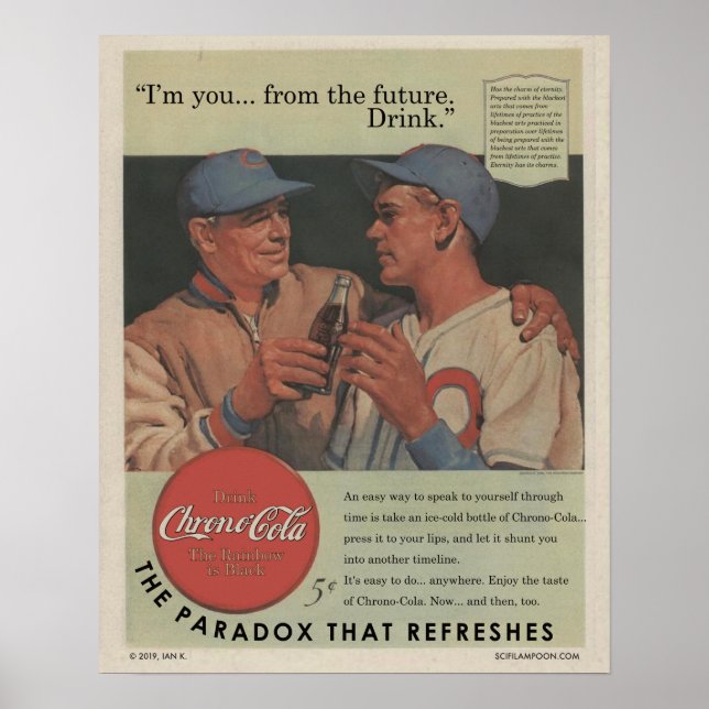 Chrono-Cola Baseball Ad Print (Front)