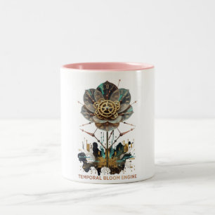 Chrono-Flora: The Mechanical Soul of Nature Two-Tone Coffee Mug