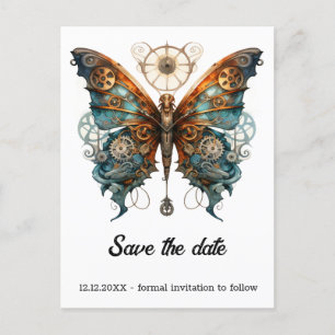Chronoflutter Admiral Butterfly Steampunk Wedding Announcement Postcard