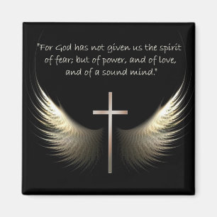 Chrstian Cross with Holy Spirit and Bible Verses Magnet