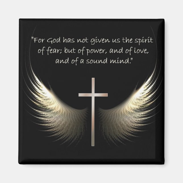 Chrstian Cross with Holy Spirit and Bible Verses Magnet (Front)