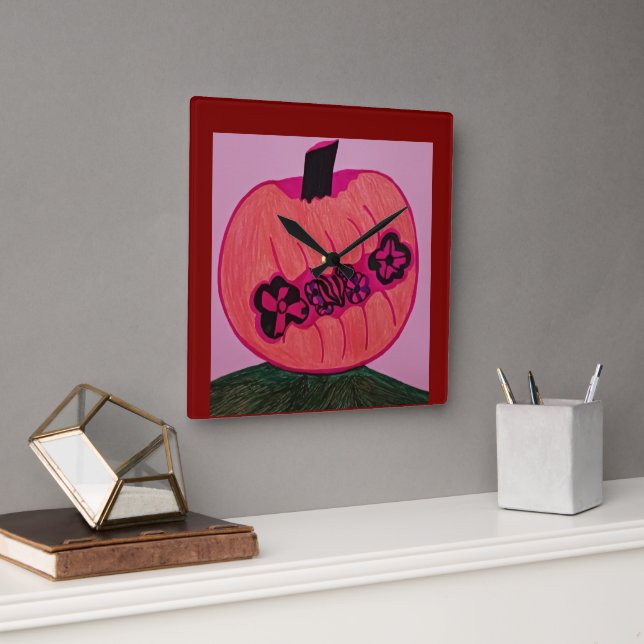 Chrysalis In A Pumpkin Square Wall Clock (Office)