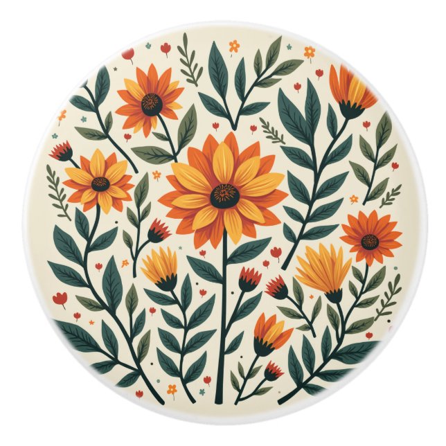  chrysanthemu ceramic knob (Front)