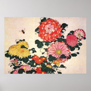 Chrysanthemum and horse-fly, Katsushika Hokusai Poster
