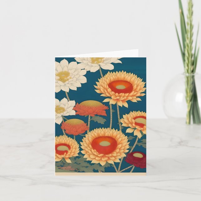 Chrysanthemum B Study in Japanese Style Holiday Card (Front)