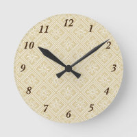 Chrysanthemum Beige Round Wall Clock