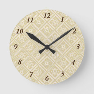 Chrysanthemum Beige Round Wall Clock