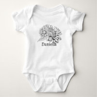Chrysanthemum Black Line Drawing with Your Name