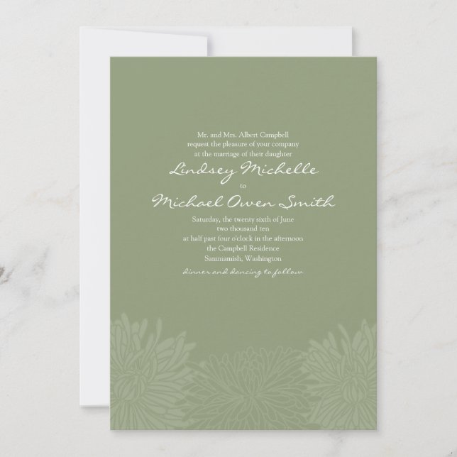 Chrysanthemum Blossom Wedding Invitation (Front)