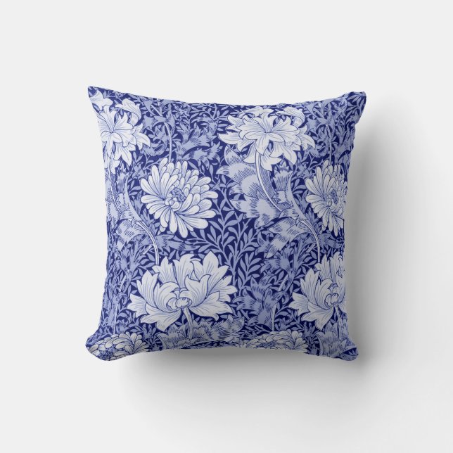 Chrysanthemum Blue, William Morris Cushion (Front)