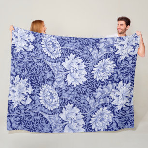 Chrysanthemum Blue, William Morris Fleece Blanket