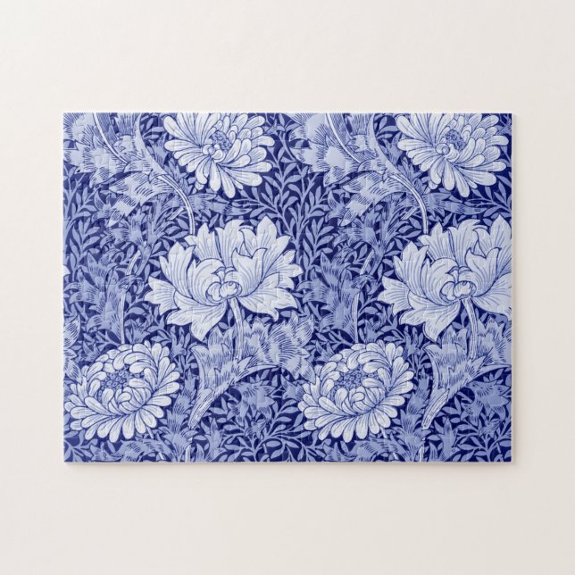 Chrysanthemum Blue, William Morris Jigsaw Puzzle (Horizontal)