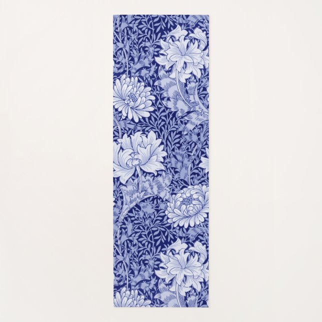 Chrysanthemum Blue, William Morris Yoga Mat (Front)