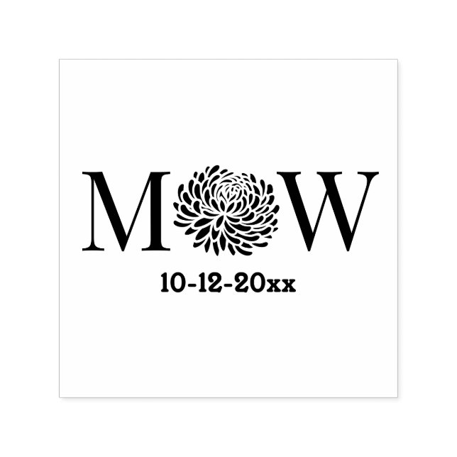 Chrysanthemum Couple Wedding 2 Initial Dt Monogram Self-inking Stamp (Design)