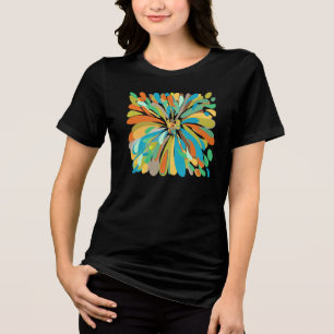 Chrysanthemum Cute Colourful Blue Green Orange Tri-Blend Shirt