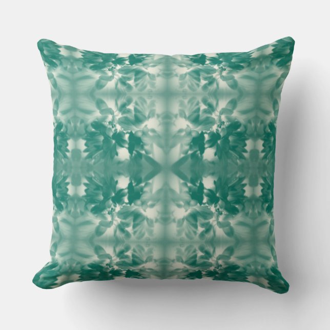 Chrysanthemum Digital Geometric Design - Aqua Cushion (Front)