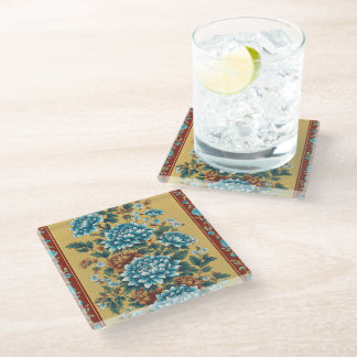 Chrysanthemum Elegy Glass Coaster