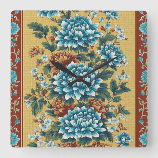 Chrysanthemum Elegy Square Wall Clock (Front)