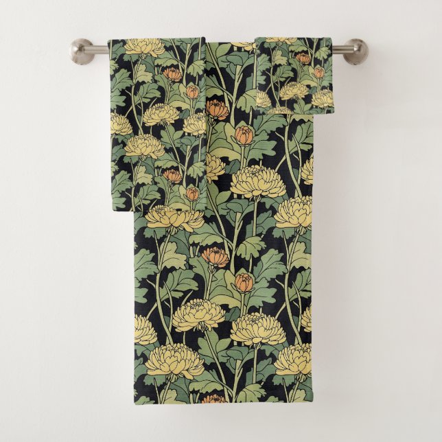 Chrysanthemum Floral  Bath Towel Set (Insitu)