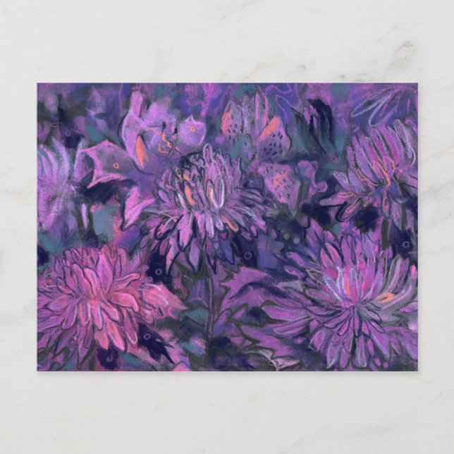 Chrysanthemum Flower Abstract Floral Purple Violet Postcard (Front)