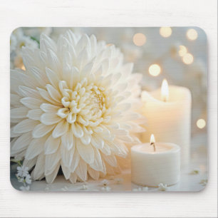 Chrysanthemum Flower and Candles Mouse Pad