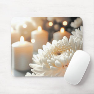 Chrysanthemum Flower and Candles Mouse Pad