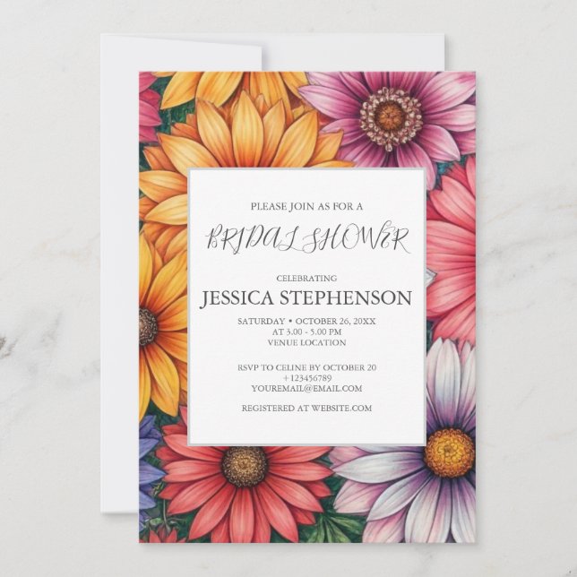 Chrysanthemum Flower Bridal Shower Invitation (Front)