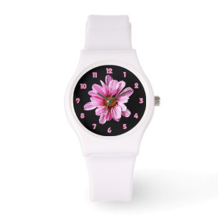 Chrysanthemum Flower Fat Pink Numbers Womens cn Watch