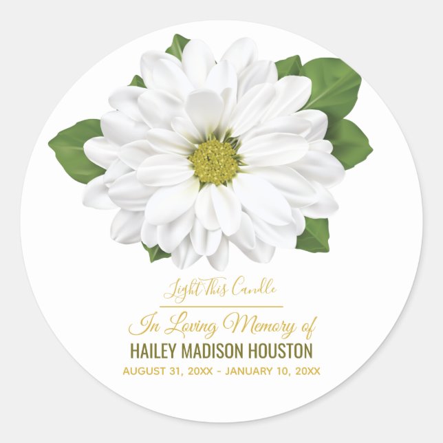 Chrysanthemum Flower Funeral Memorial Classic Round Sticker (Front)