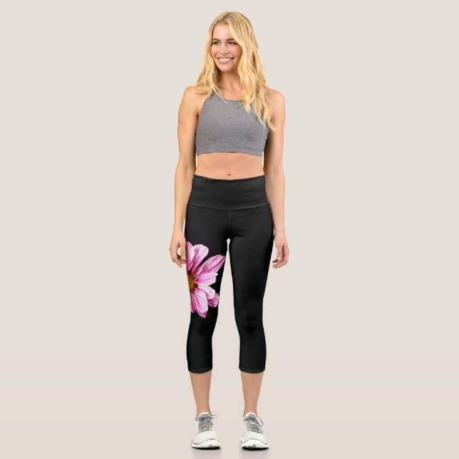 Chrysanthemum Flower lecapcna Capri Leggings (Front)