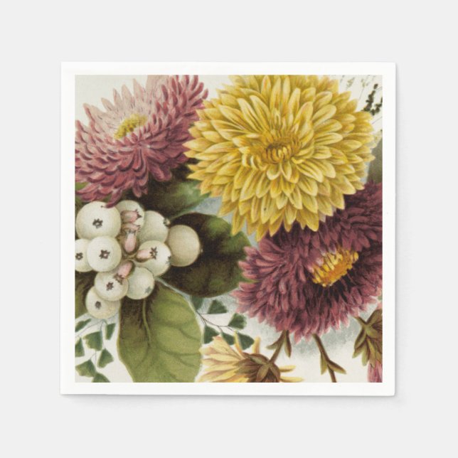 Chrysanthemum Flower Mum Floral Napkin (Front)