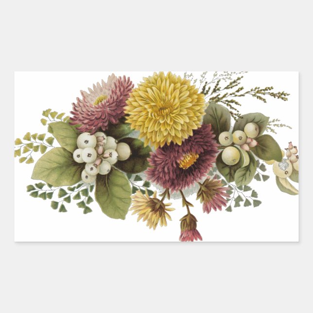 Chrysanthemum Flower Mum Floral Rectangular Sticker (Front)