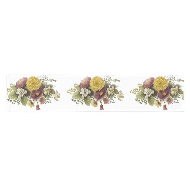 Chrysanthemum Flower Mum Floral Short Table Runner (Horizontal)