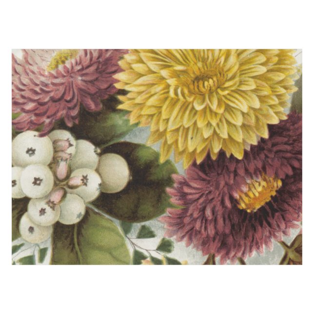 Chrysanthemum Flower Mum Floral Tablecloth (Front (Horizontal))