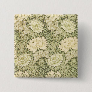Chrysanthemum Flower Pattern (by William Morris) 15 Cm Square Badge