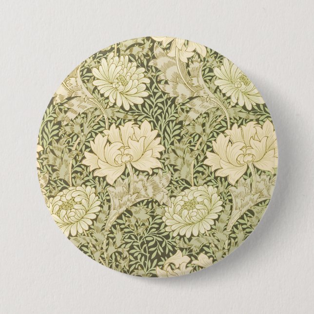Chrysanthemum Flower Pattern (by William Morris) 7.5 Cm Round Badge (Front)