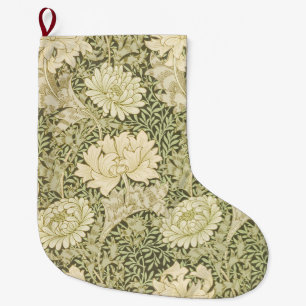 Chrysanthemum Flower Pattern (by William Morris) Large Christmas Stocking