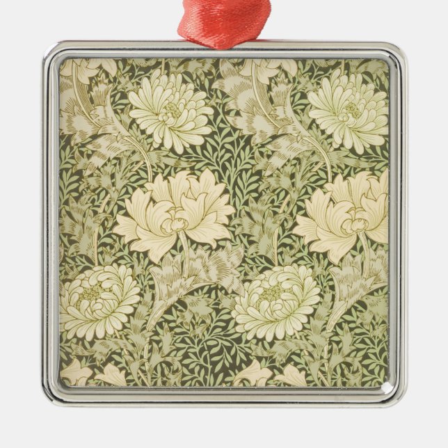 Chrysanthemum Flower Pattern (by William Morris) Metal Ornament (Front)