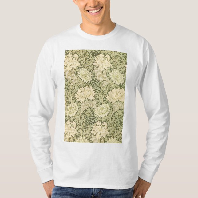 Chrysanthemum Flower Pattern (by William Morris) T-Shirt (Front)