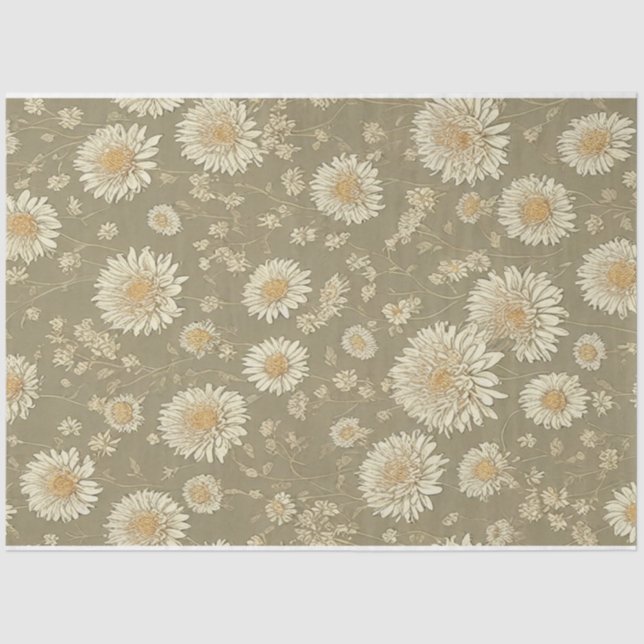 Chrysanthemum flower vintage ephemera pattern tissue paper (Front)