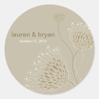 Chrysanthemum Flowers Floral Elegant Wedding Party Classic Round Sticker