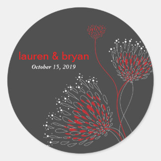 Chrysanthemum Flowers Floral Elegant Wedding Party Classic Round Sticker
