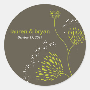 Chrysanthemum Flowers Floral Elegant Wedding Party Classic Round Sticker